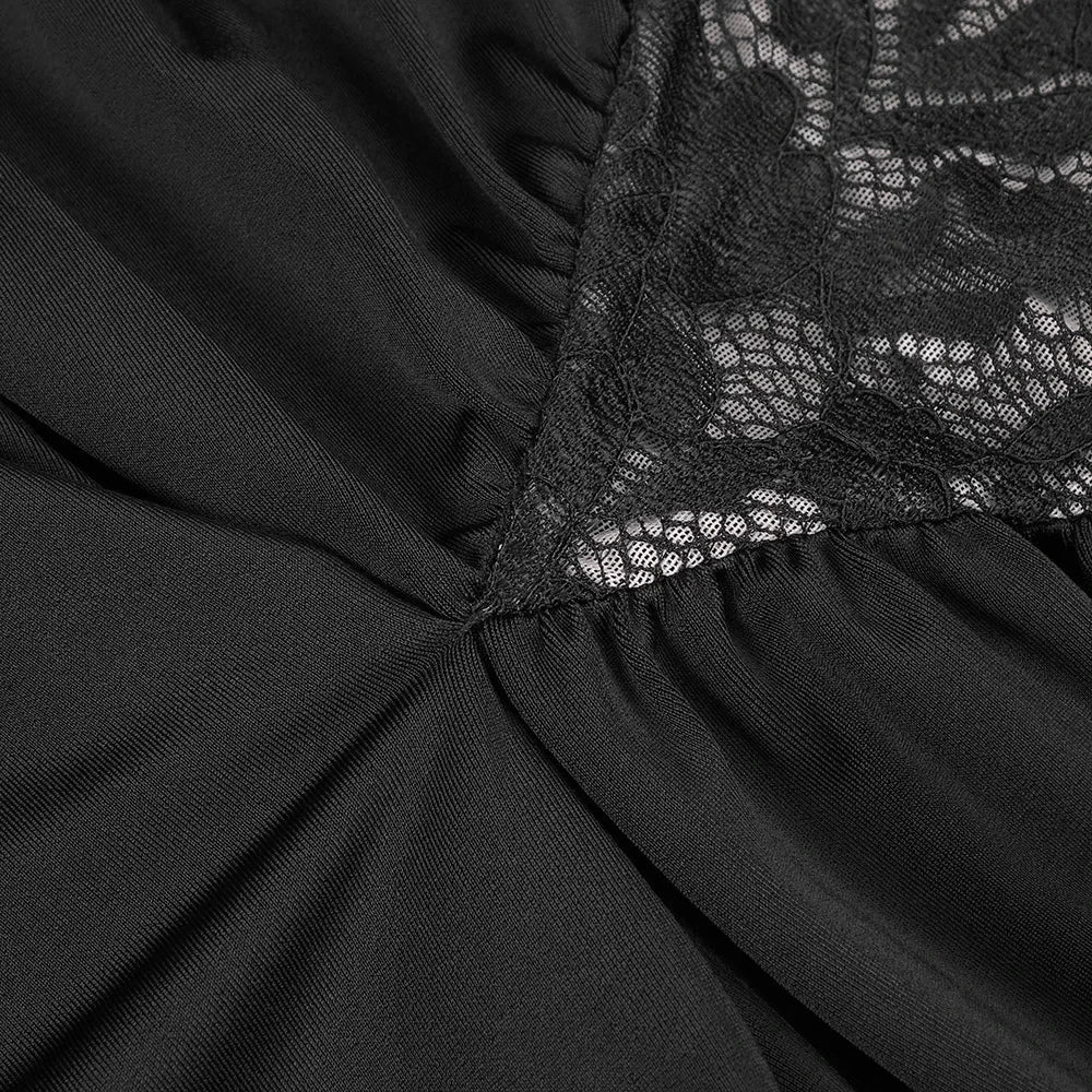 שמלת מקסי כיווצים בגזרת קולר בעיצוב תחרה אטומה גב פתוח - Elliana