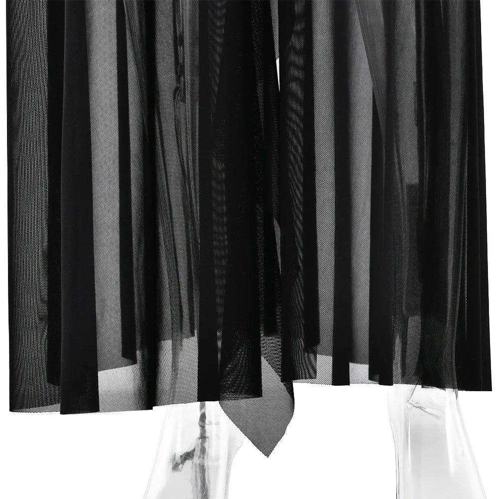 שמלת מקסי שיפון בעיטור כיווצים ומלמלה קשירה בצוואר - שלי