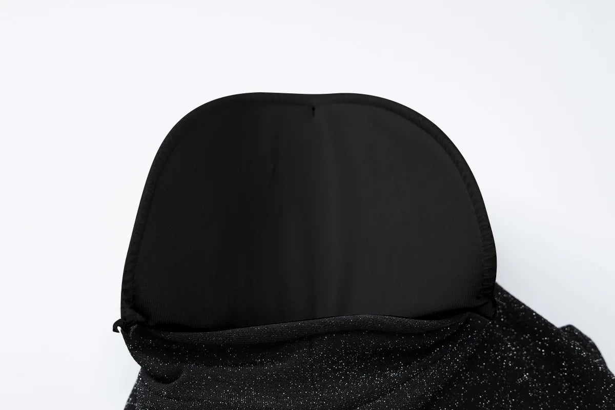 שמלת מקסי נצנצים צווארון חצי גולף בעיצוב כיווצים ושסע קצר - Hazel