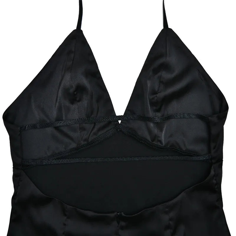 שמלת מקסי סאטן מחשוף V בגזרת בת ים - נטליה