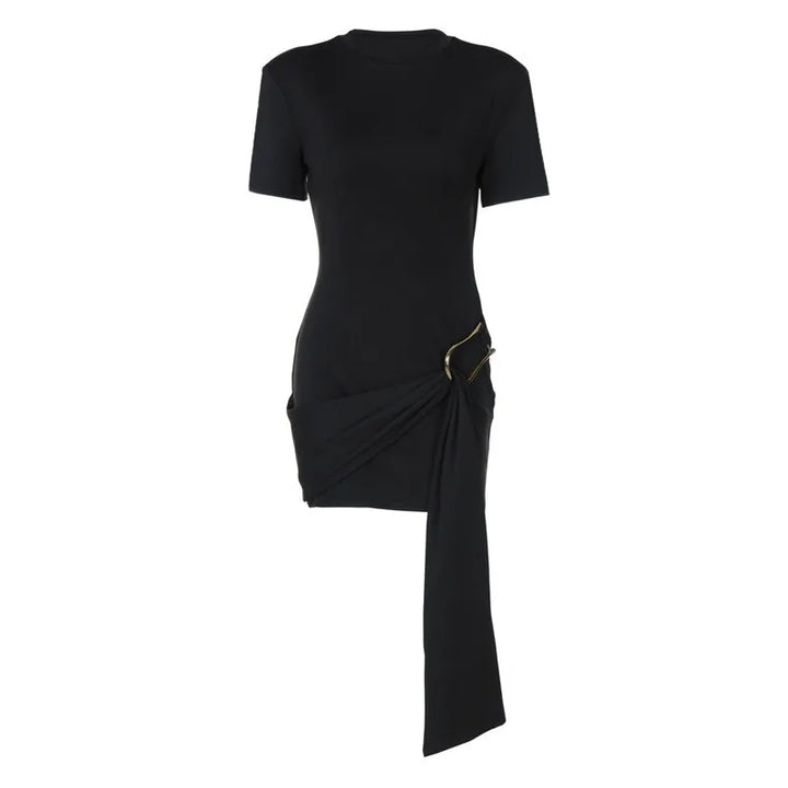 Specially designed mini dress with buckle and train decoration - Morgan