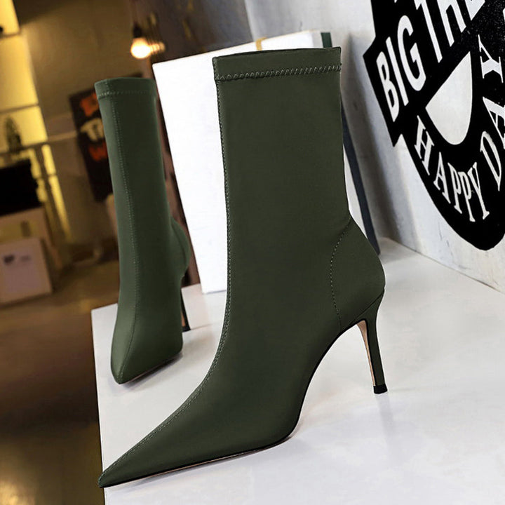 Silk Pointed Heel Boots - Chloé
