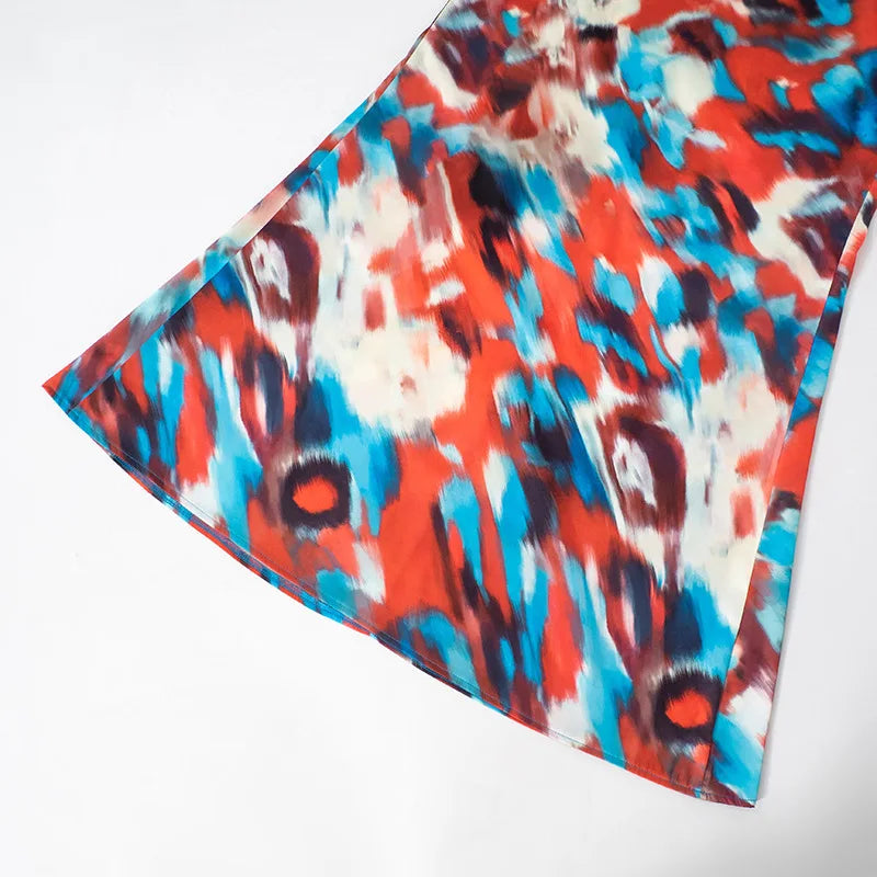 שמלת מקסי סאטן בעיצוב צבעוני - Skylar