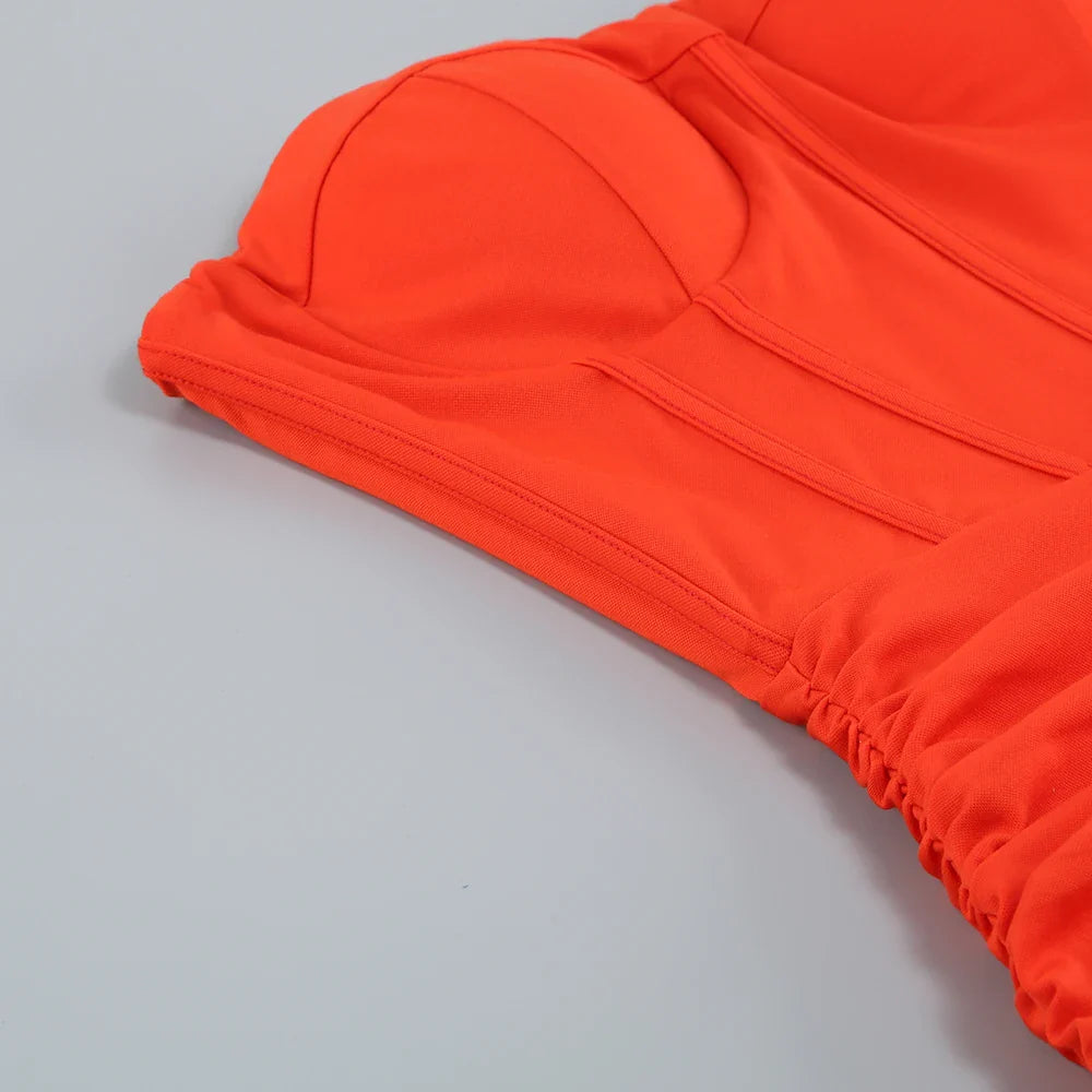 שמלת מקסי סטרפלס שסע עמוק - ג'ודי