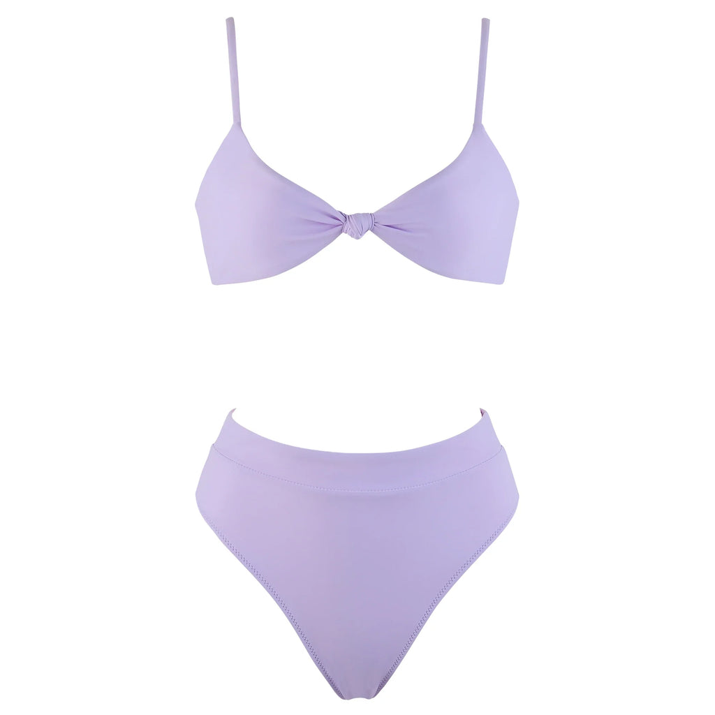 ביקיני תחתון גזרה גבוהה מחטב חזייה בקישוט קשר למראה מוצמד ומורם - שריל