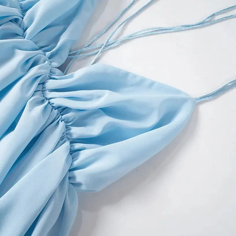 שמלת מיני שיפון מלמלה קשירות בגב - טולום