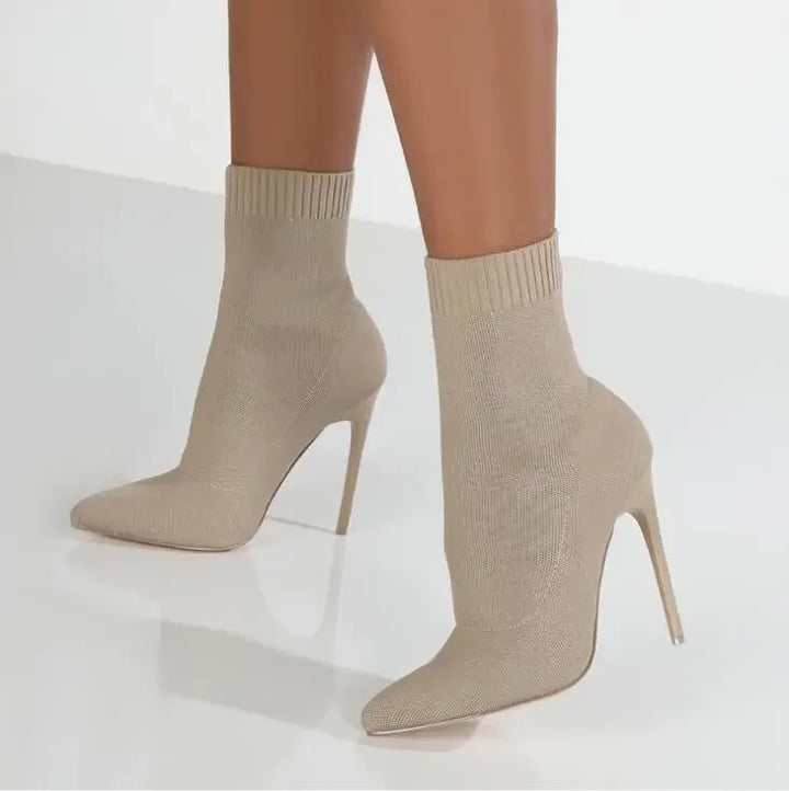 Pointed toe sock heel boots - Rita