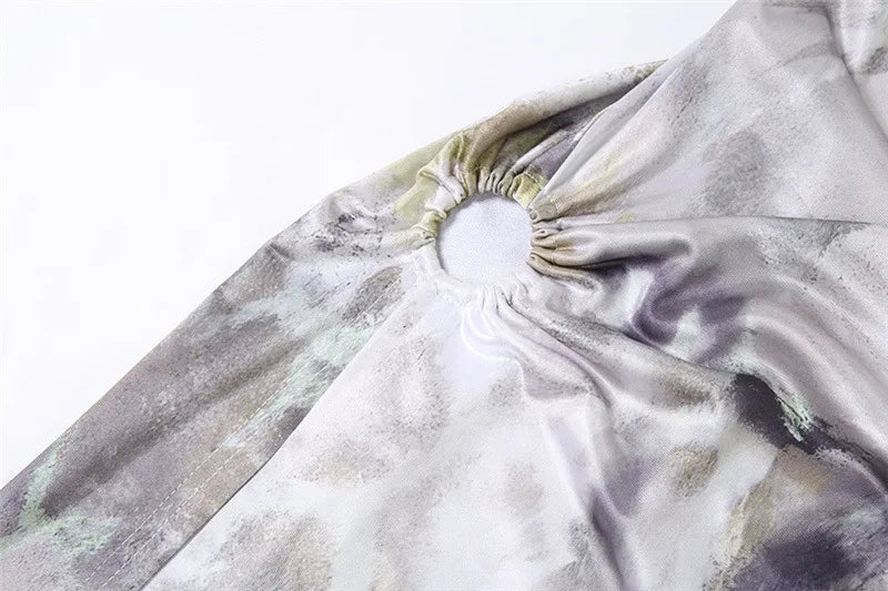 שמלת מקסי בהדפס מיוחד בעיצוב שסע גב פתוח - טנזניה