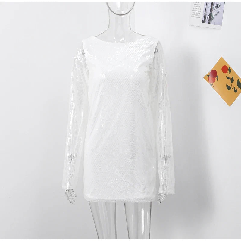 שמלת מיני פייטים גב פתוח - SOL