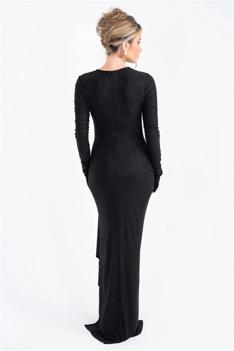 שמלת מקסי נצנצים בעיצוב כיווצים  - נופיה