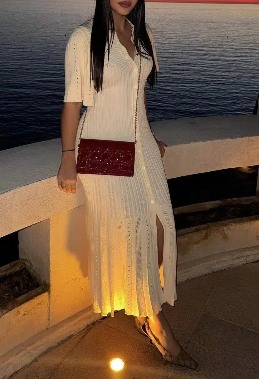 שמלת מידי סרוגה בעיצוב וינטג' צרפתי - מימי