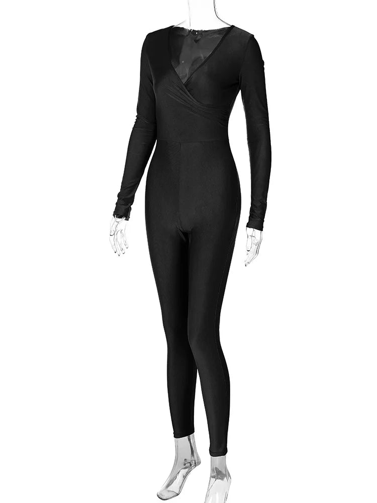 אוברול צמוד בד מחטב ומבריק - FOXIE