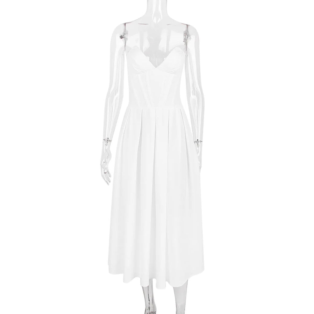 שמלת מידי סטרפלס בשילוב כיסים - פאני