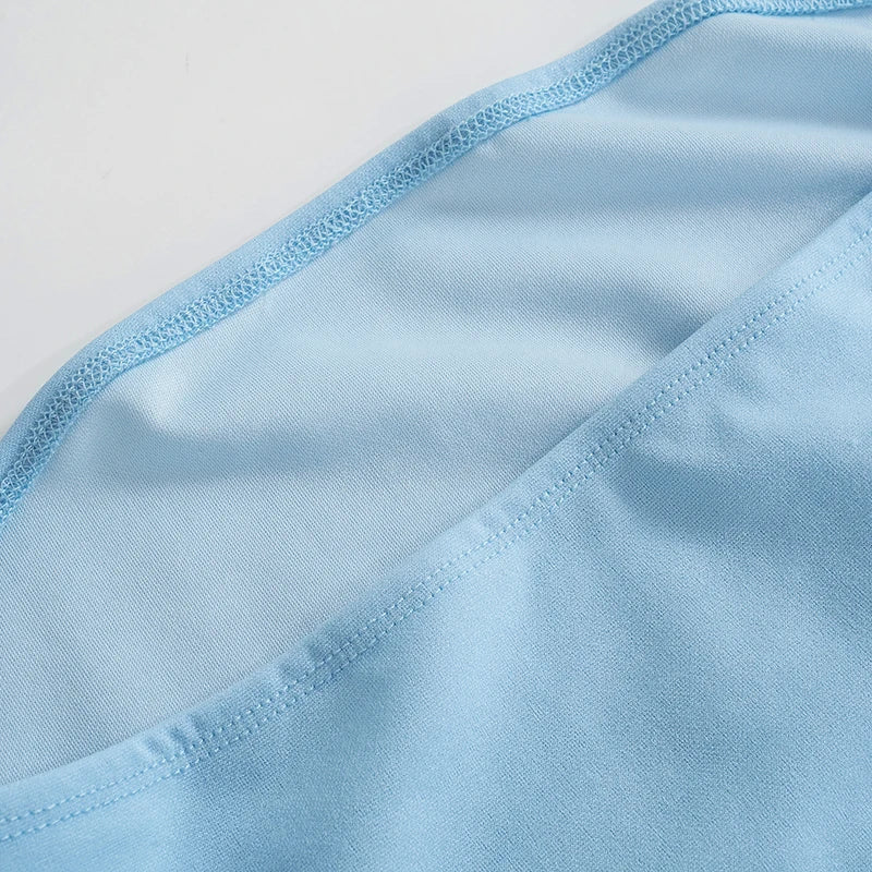 שמלת מיני סטרפלס צמודה בעיטור מלמלה - בלו