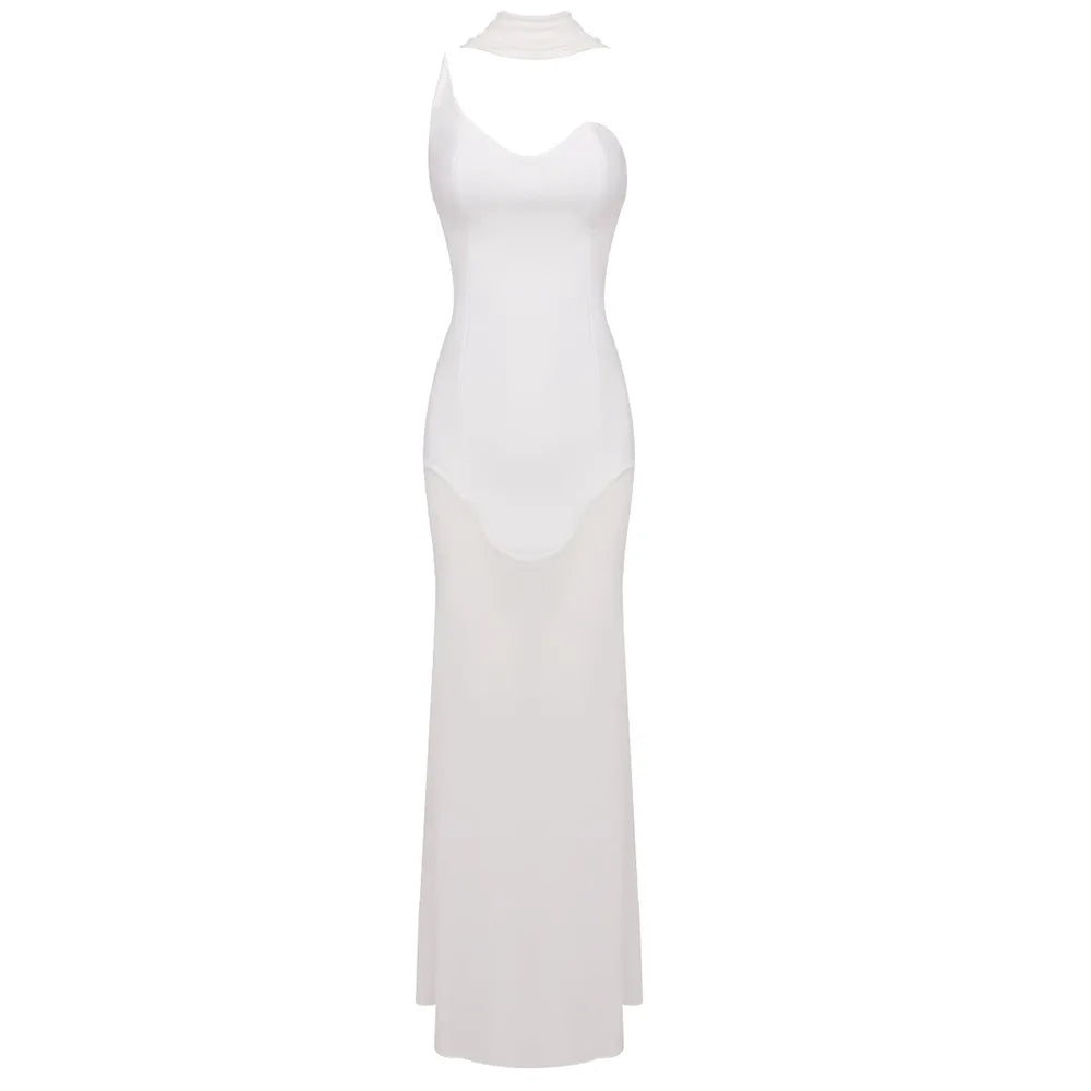 שמלת מקסי סטרפלס בעיצוב שיפון - Genesis