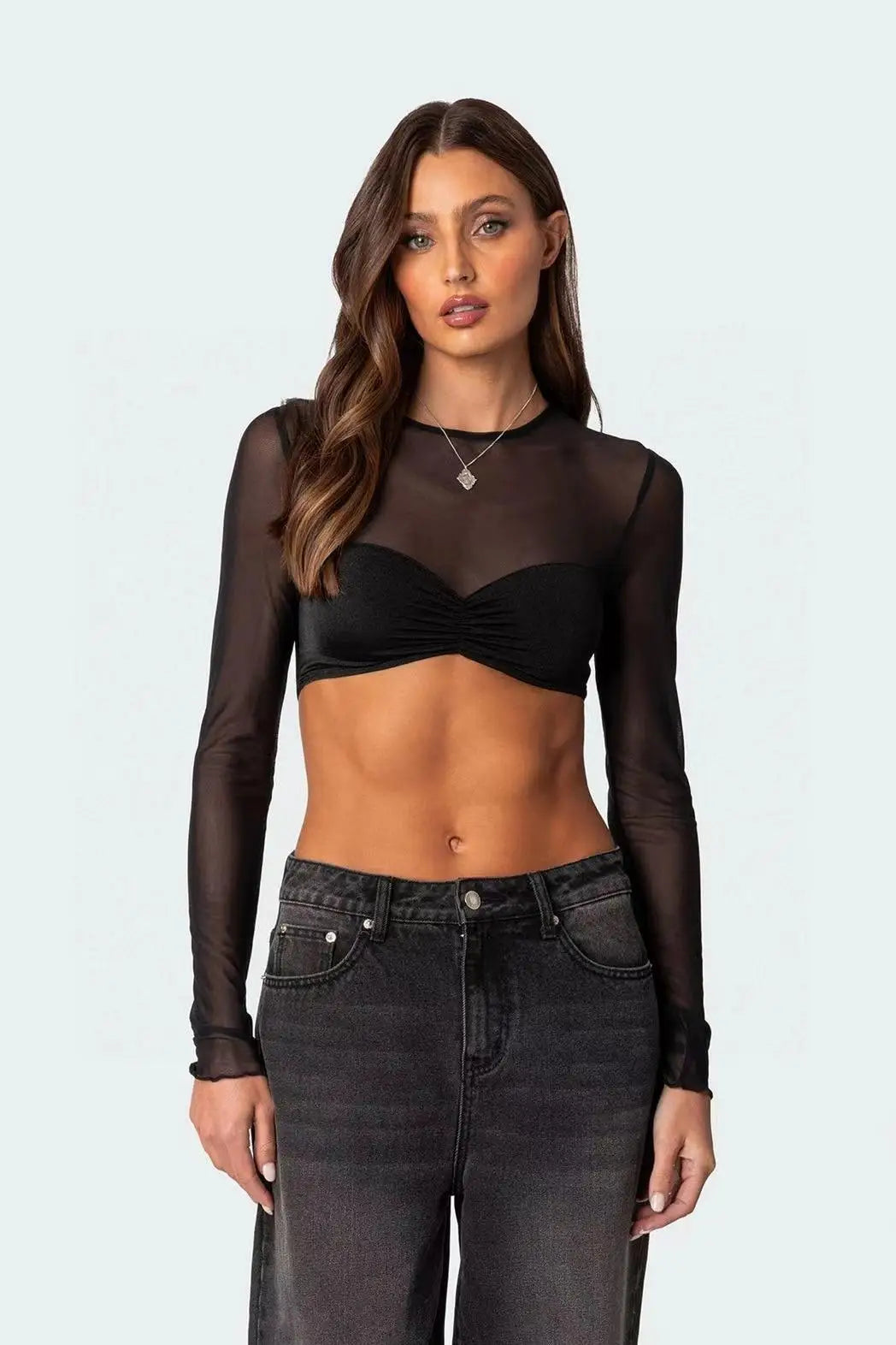 קרופ טופ רשת בעיצוב כיווצים - שון