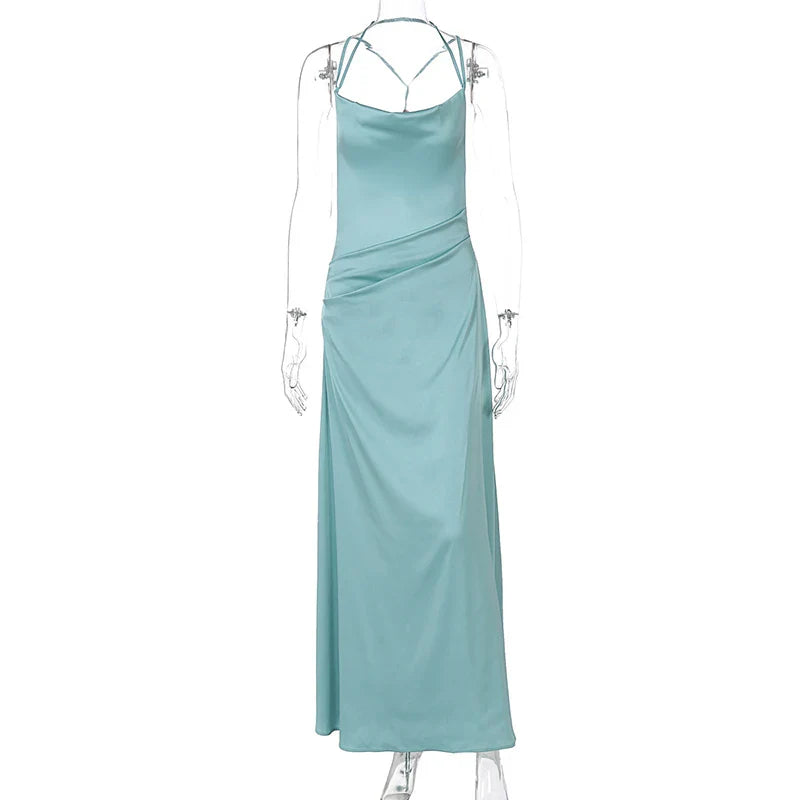 שמלת מקסי סאטן גב פתוח - Heaven