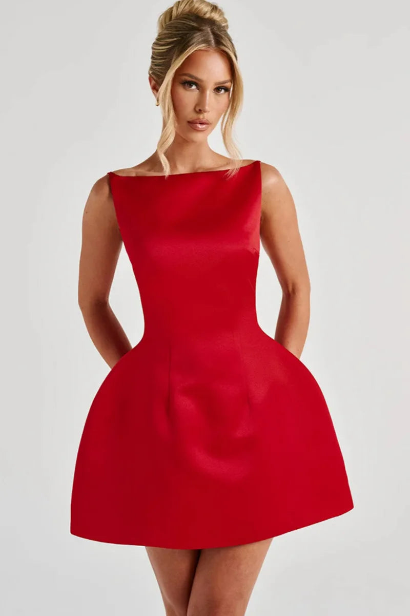 שמלת מיני סאטן בגזרת A - Juniper