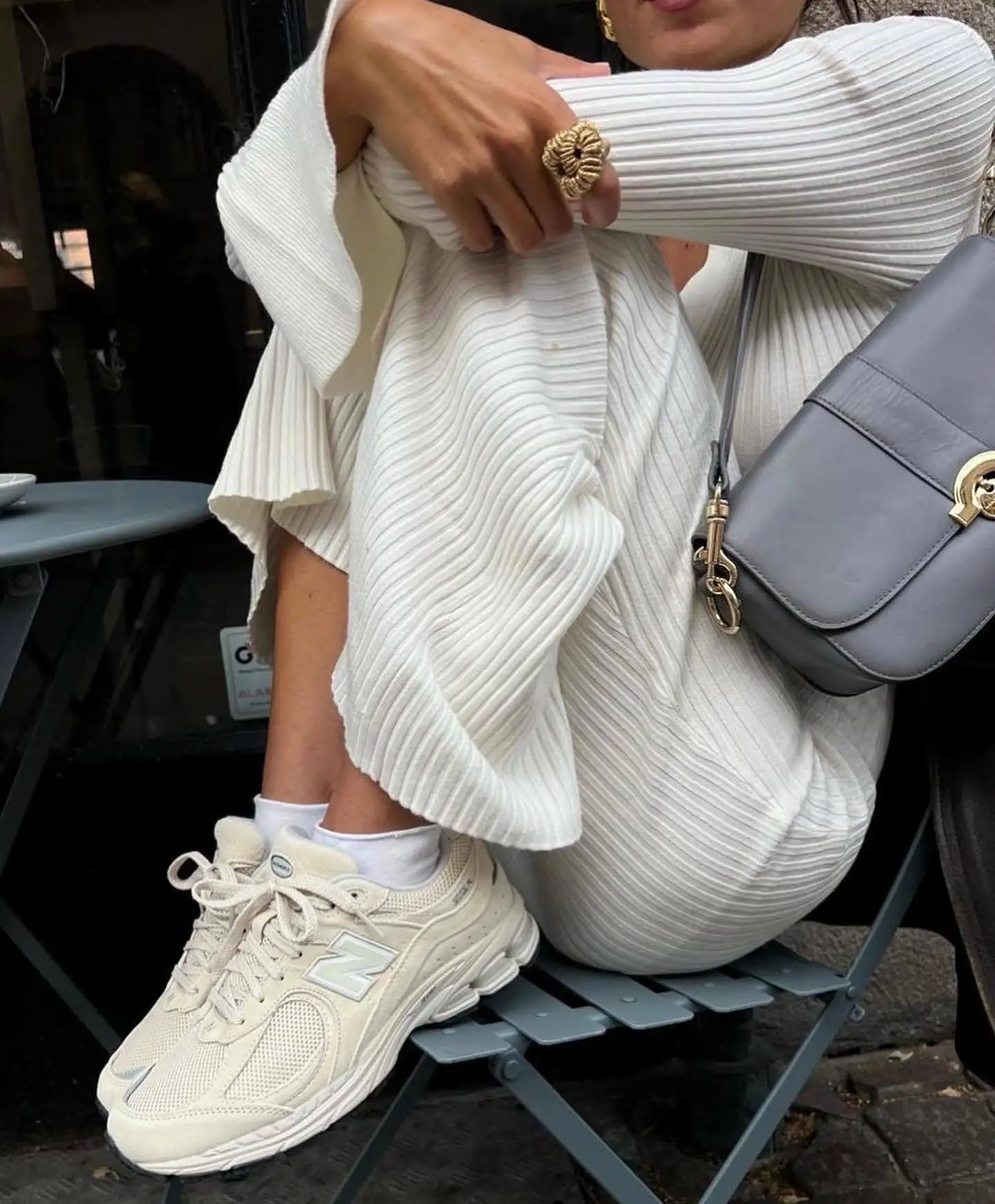 שמלת מקסי סריג צווארון צווארון פולו - גייל