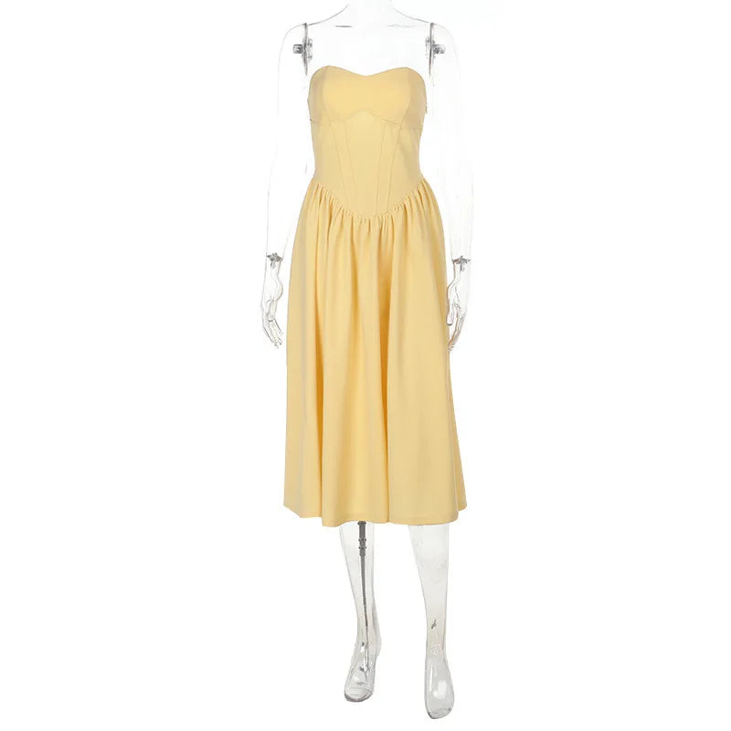 שמלת מידי סטרפלס בגזרת A - סול