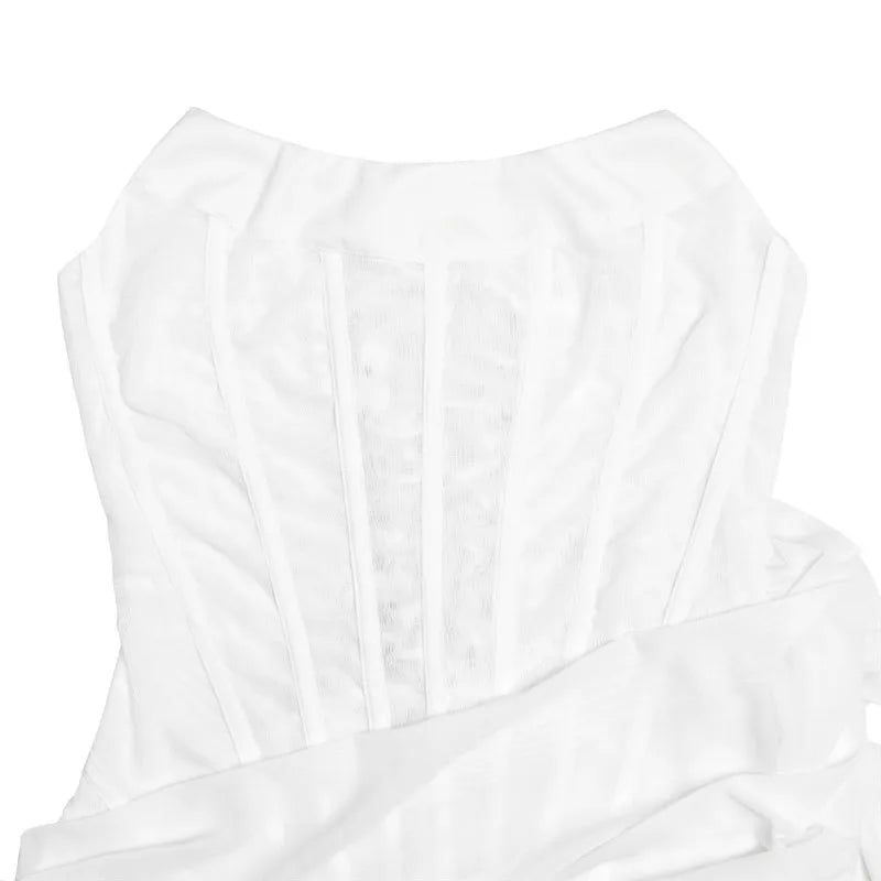 שמלת מיני סטרפלס מחוך בעיטור פרח וראפלס - מיקה