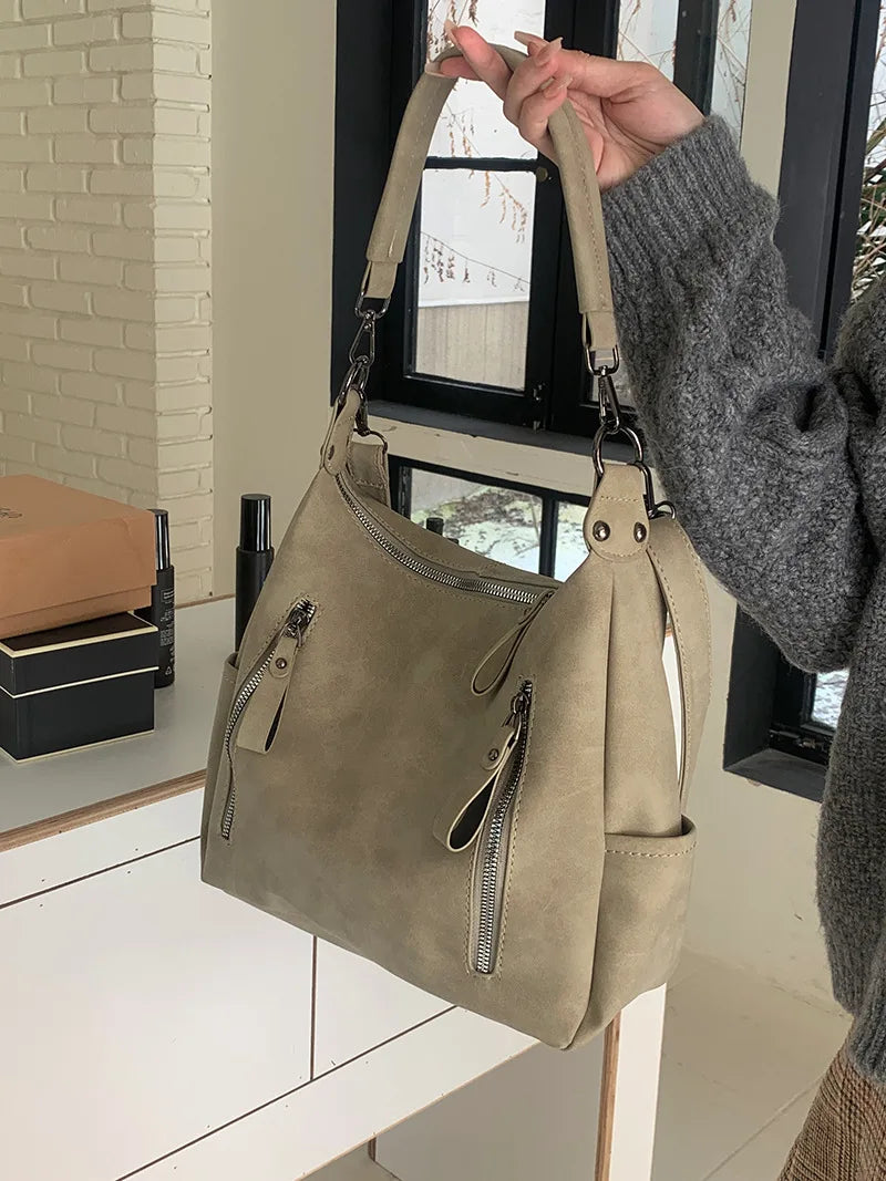 Bag with retro-style faux leather design