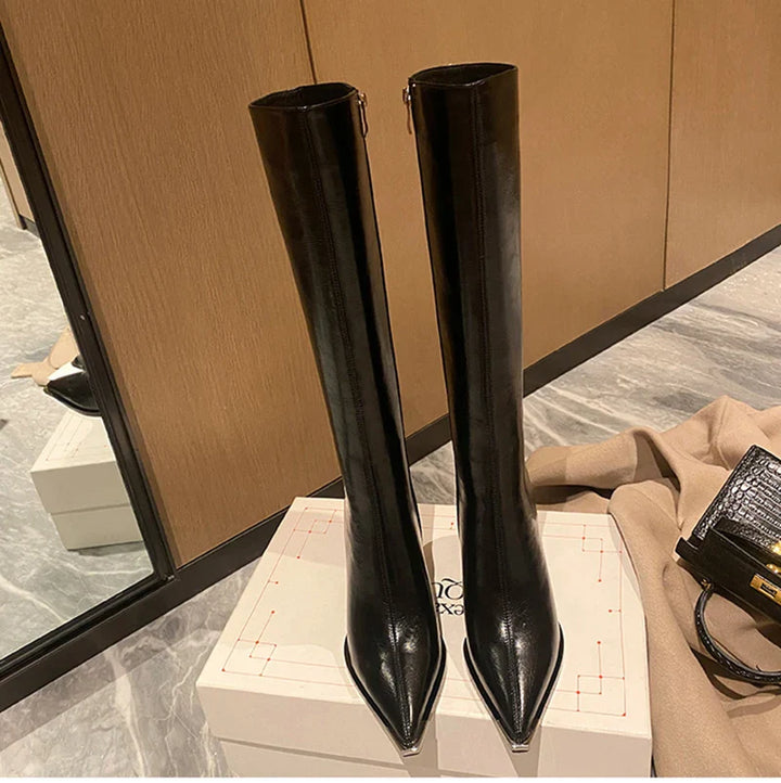 High heeled leatherette boots - Sally