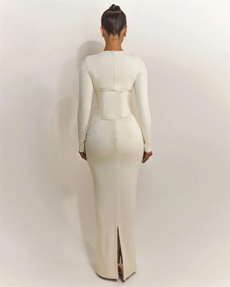 Maxi dress with corset design - TOHAR