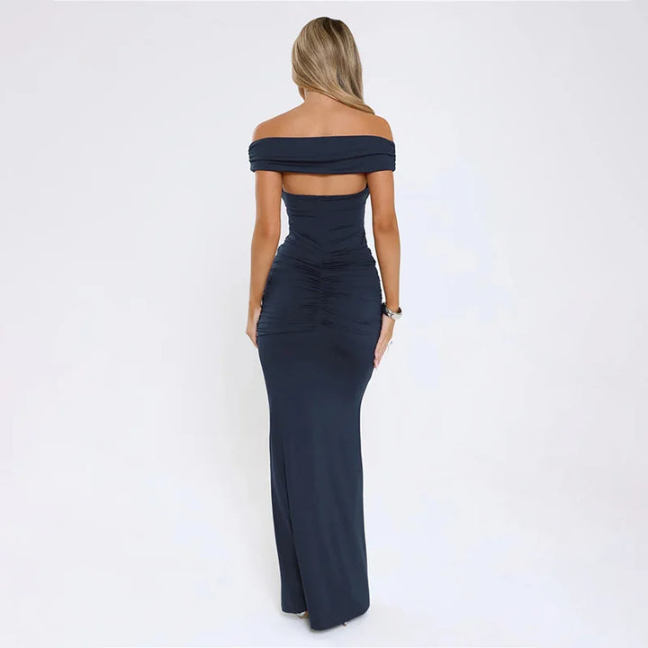 Off-the-shoulder ruched maxi dress with ruched design - Fabiana