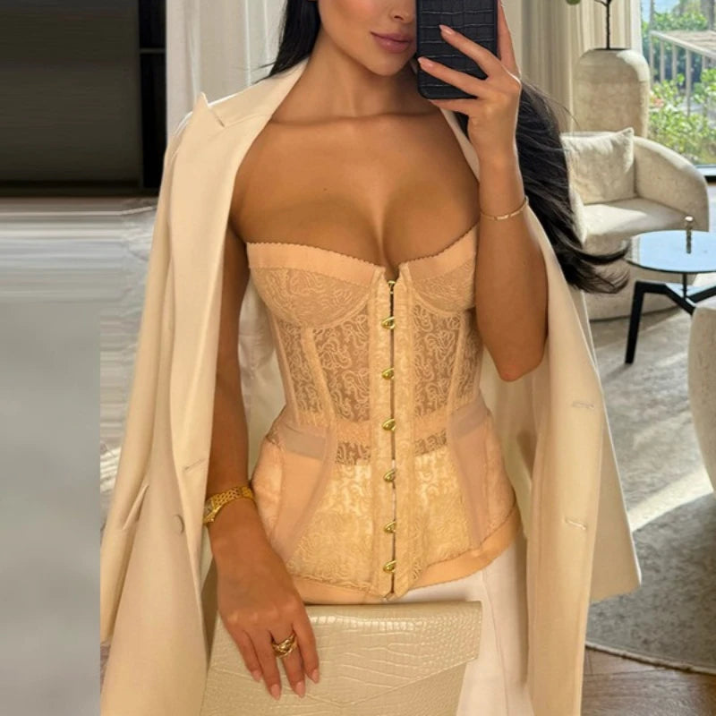 Strapless corset with pin closure