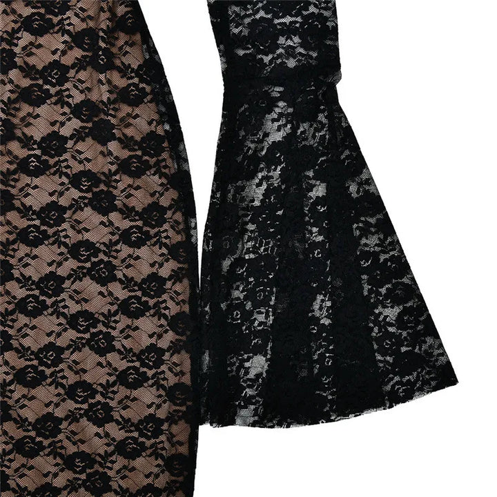 Bell Sleeve Lace Maxi Dress V Neckline - Zohara