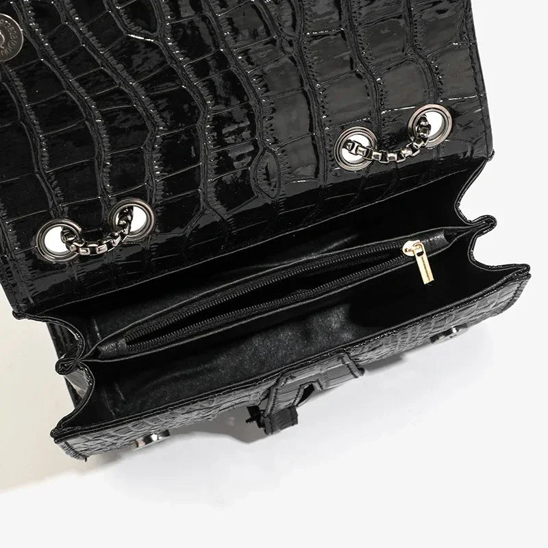 Glitter faux leather bag with D design