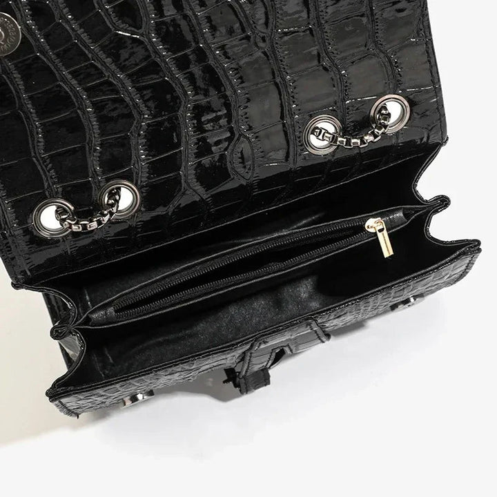 Glitter faux leather bag with D design