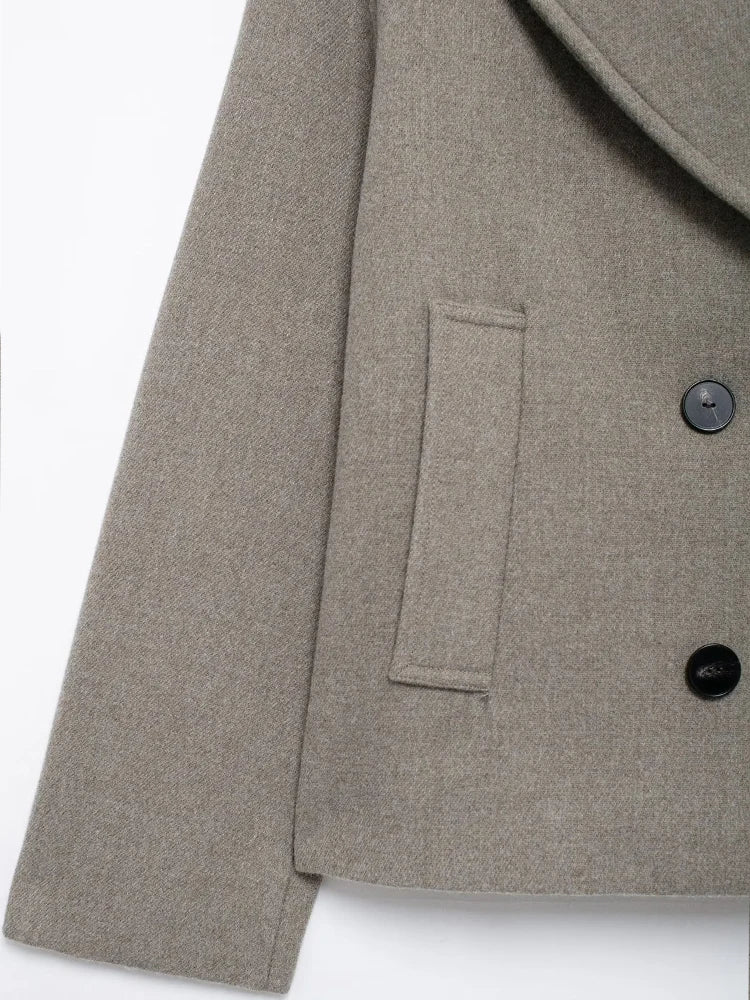 מעיל צמר קצר סגירת כפתורים - וולה