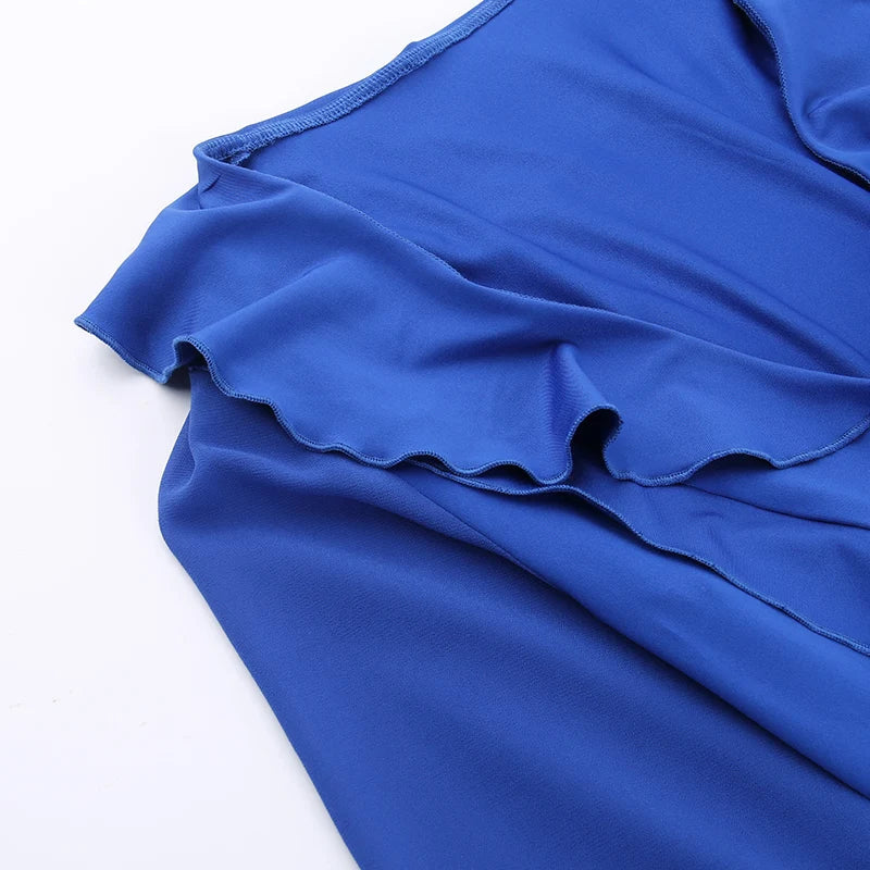 שמלת מיני בעיטור מלמלה שרוולי שיפון פעמון - פליס