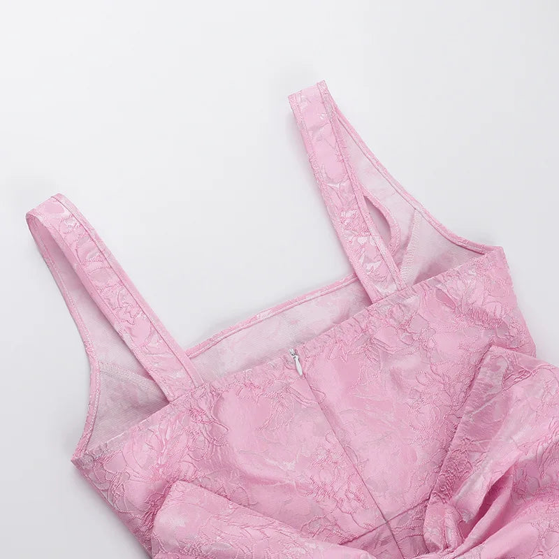 שמלת מיני בגזרת בעיטור רמת איורי פרחים ופפיון בגב - Louisa