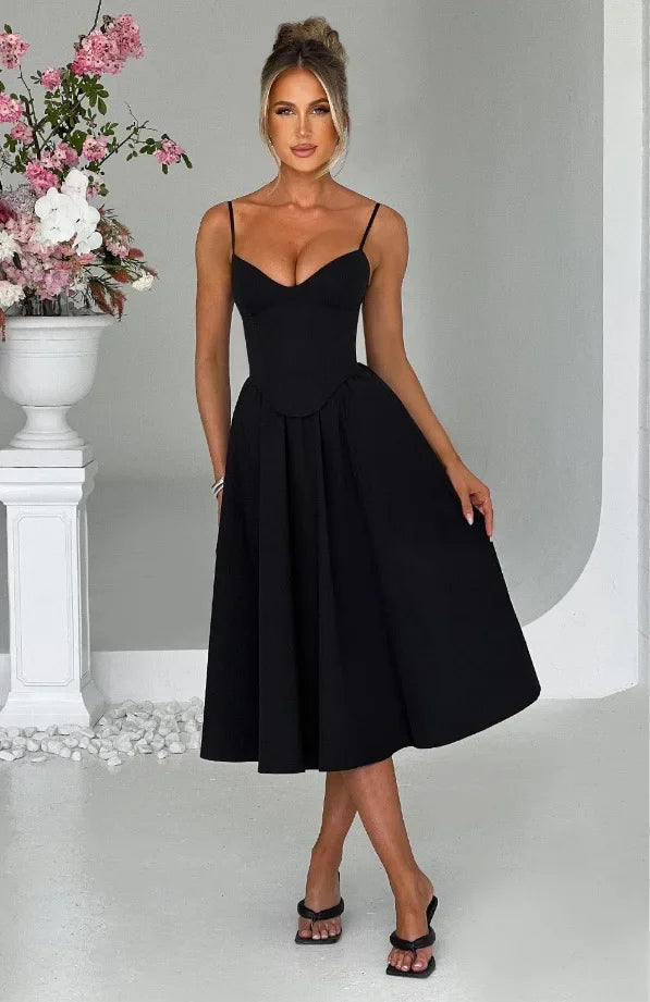 שמלת מידי בגזרת A בעיצוב קלאסי - Nataly