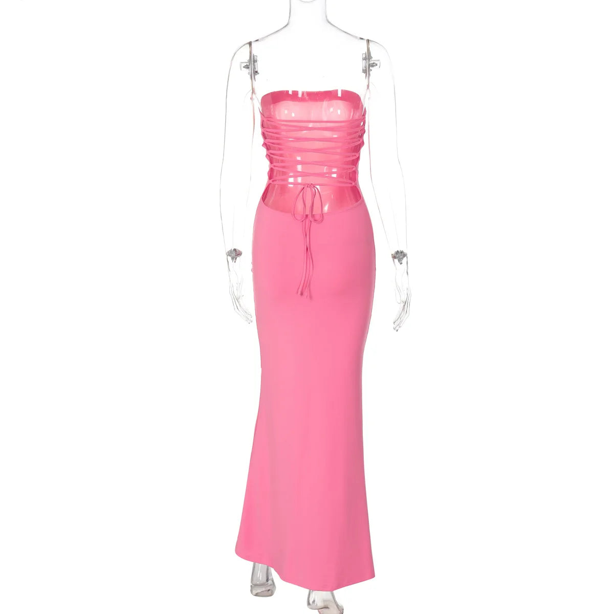 שמלת מקסי סטרפלס צמודה  - ירין