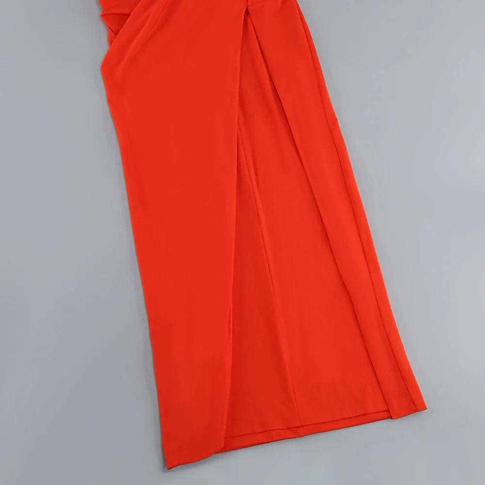 שמלת מקסי סטרפלס שסע עמוק - ג'ודי