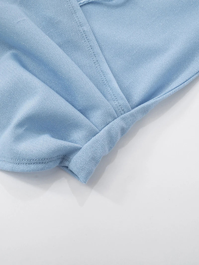 סט שני חלקים בעיצוב בד נשפך טופ צווארון נופל גב פתוח וחצאית מקסי - סקרלט