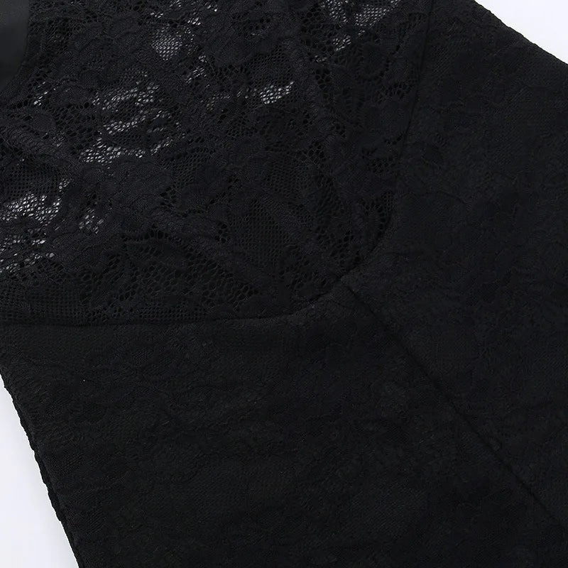 אוברול סטרפלס מכנסיים קצרים בעיטור מחוך תחרה - Alex