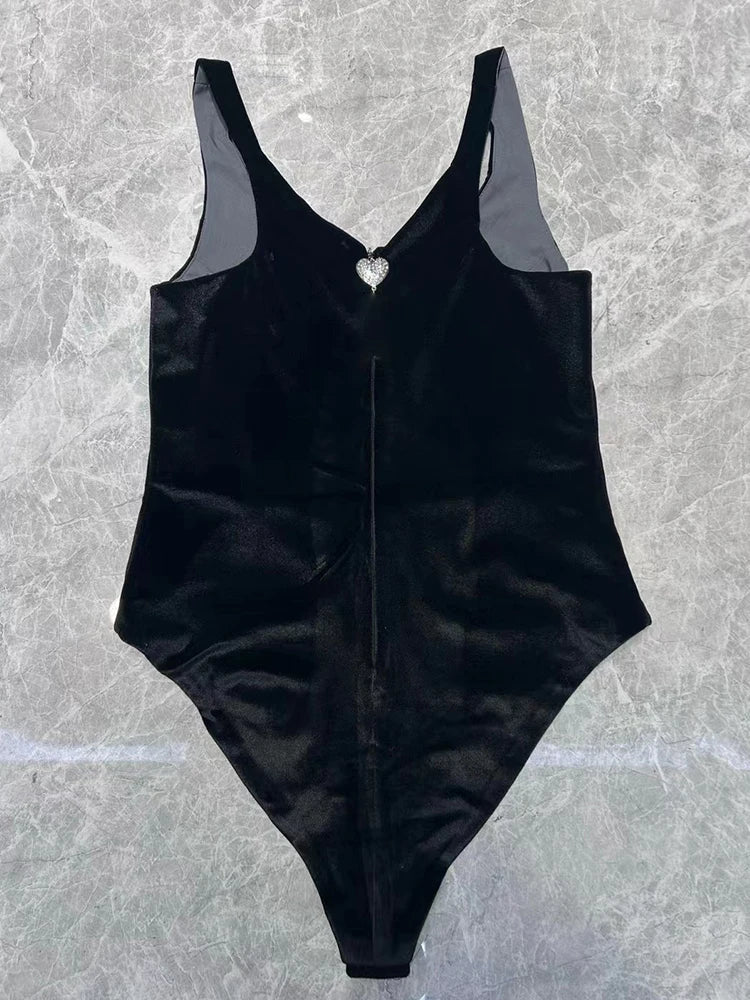 בגד גוף גופיה פייטים / קטיפה - קריס