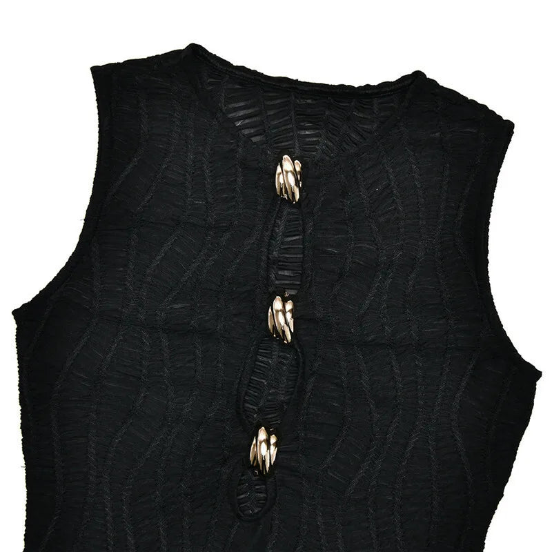 שמלת מיני רשת סרוגה בעיטור אבזמים - ריצ'י