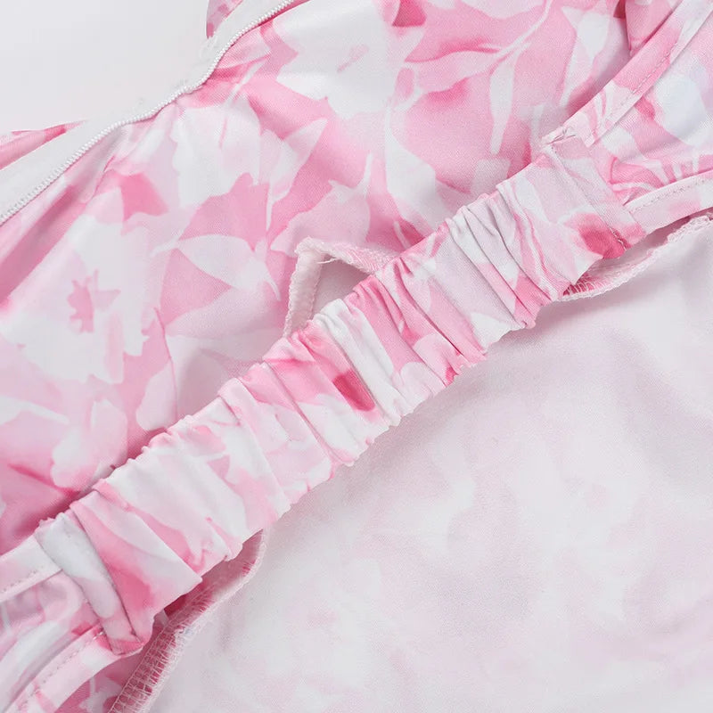 שמלת מיני סטרפלס פרחונית - סאמרי