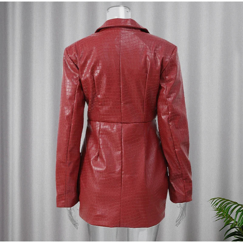 שמלת מיני דמוי עור בעיצוב מנוחש - Genevieve