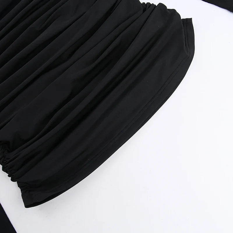 שמלת מיני כיווצים צמודה בד מחטב ומחמיא בעיצוב רשת צווארון גולף - Evelyn