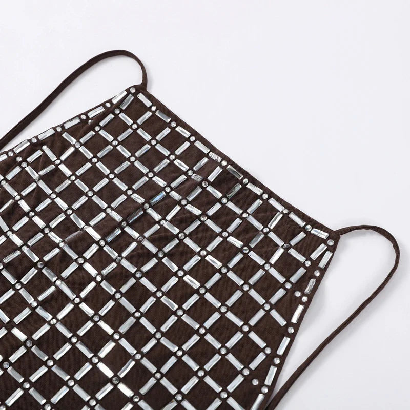 Strapless top/mini skirt/maxi dress/maxi dress with sparkling rhinestones