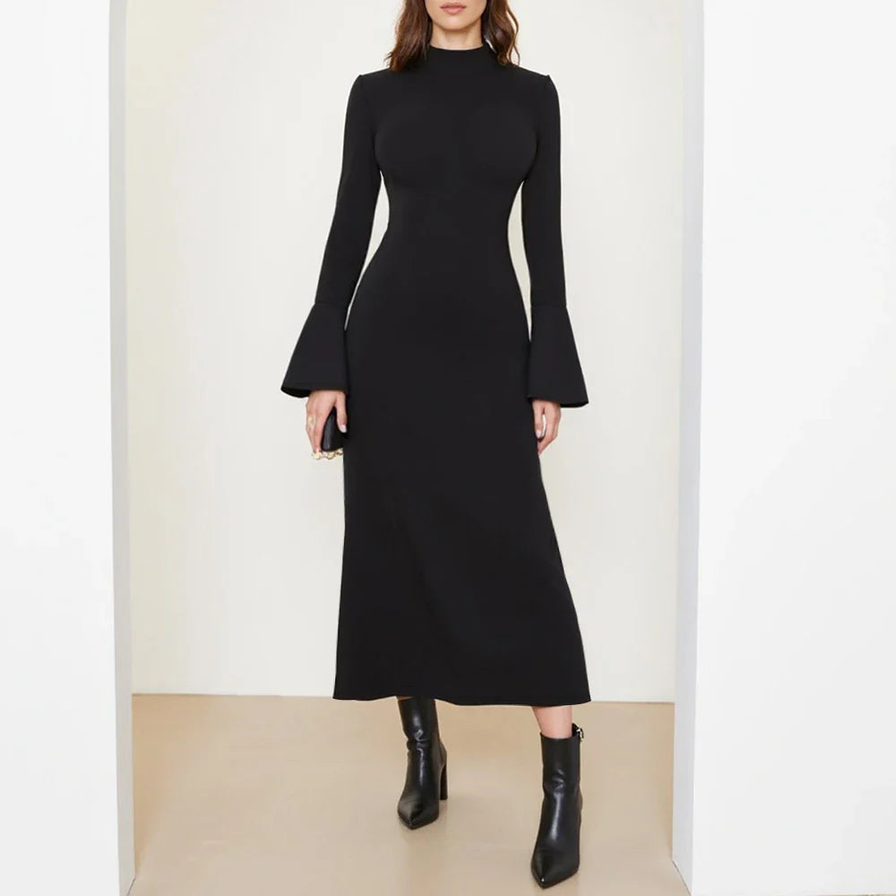 שמלת מקסי  אלגנטית שרוולי פעמון - איילה