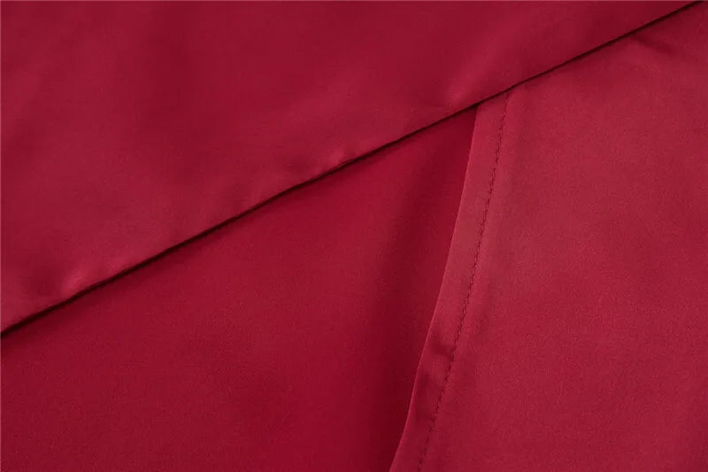 שמלת מקסי סאטן אלגנטית בעיצוב שסע וקשירה בגב - סאמר