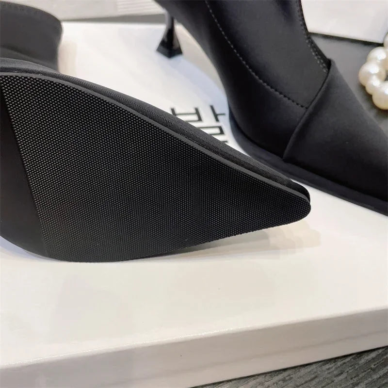 Silk satin pointed toe boots - Liran